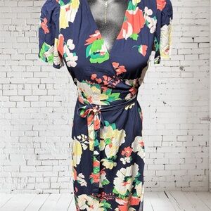 GAP Factory Floral Dress with Blue and Pink Accents